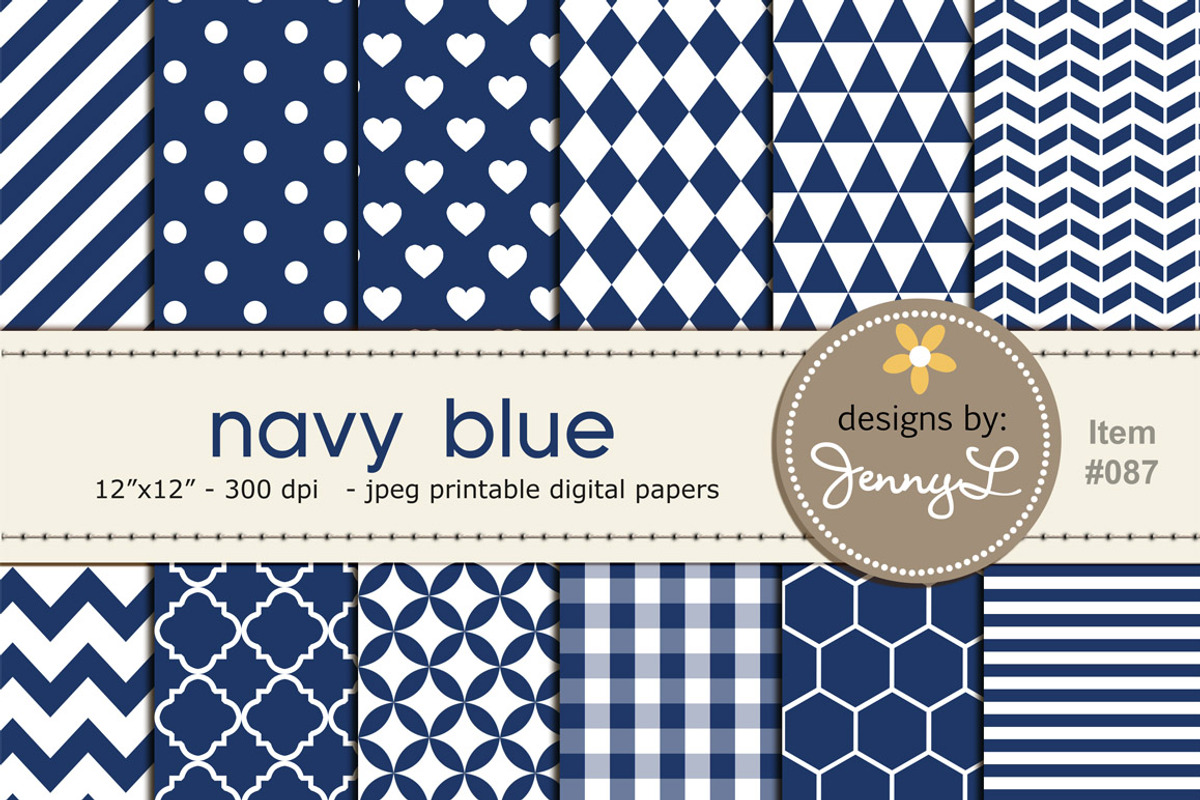 Navy Blue Digital Papers, a Pattern Graphic by JennyL Designs (Photo 1 of 3)