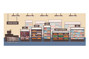 Supermarket interior, a Food Illustration by Good Studio