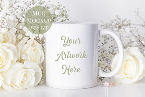 Mug Mockup- White Roses