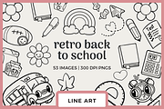 Retro Back to School Line Art, an Illustration by TheClipAtelier (Thumbnail 1 of 4)