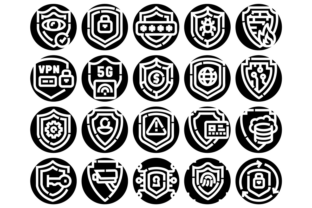 Cybersecurity safeguard shield icons, an Object Graphic by pikepicture (Photo 2 of 3)