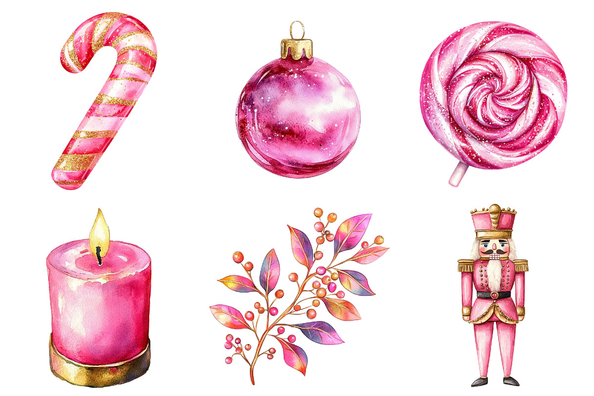 Chic Neon Pink Christmas Clipart, a Seasonal Illustration by CitraGraphics (Photo 4 of 7)