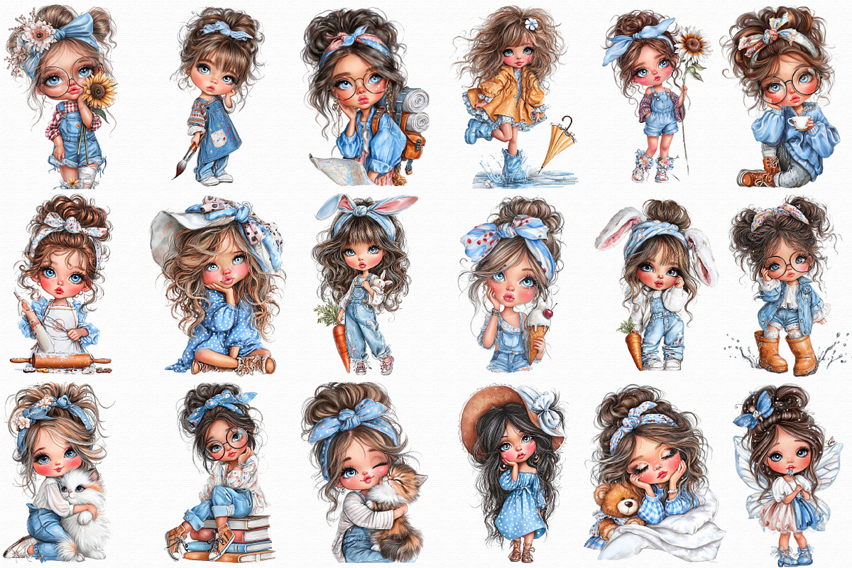 Quirky Cute Little Girl Clipart, an Illustration by Libby Wishes (Photo 4 of 7)