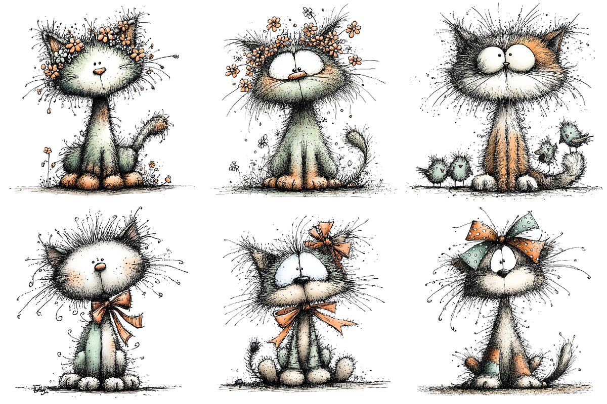Whimsical Cat Clipart, an Illustration by Pixels.Craft (Photo 5 of 5)