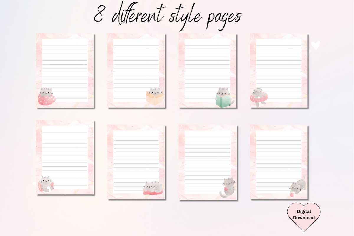Cute Kittens Stationery Printable, a Stationery Template by Pixels N Bows (Photo 2 of 4)