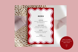 Pink Waves Menu Template