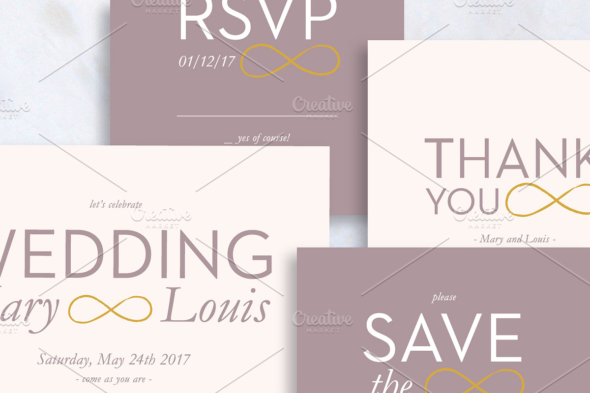 Set of Simple Wedding Invitation, an Invitation Template by stockhype (Photo 2 of 2)