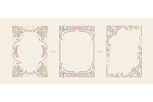 Coquette floral frame set with, an Object Illustration by art PVP - market