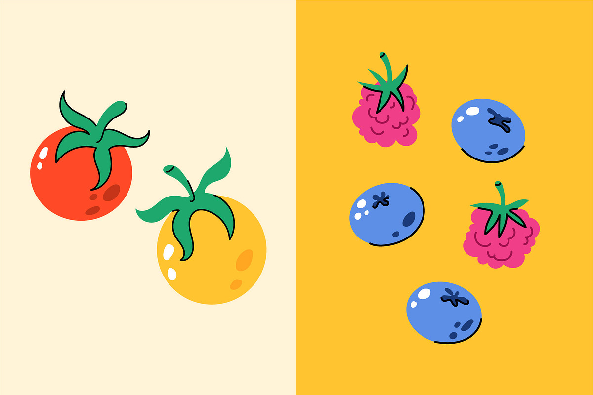 Doodle fruits & vegetables set, a Food Illustration by Thkatefox (Photo 2 of 4)