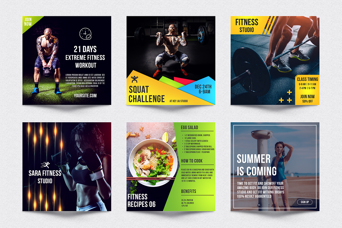 Fitness Social Media Kit, a Social Media Template by Jaisivakumar (Photo 4 of 12)