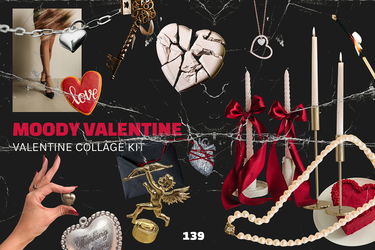 Moody Valentine Collage Kit, an Object Graphic by Anzhelika (Photo 1 of 12)