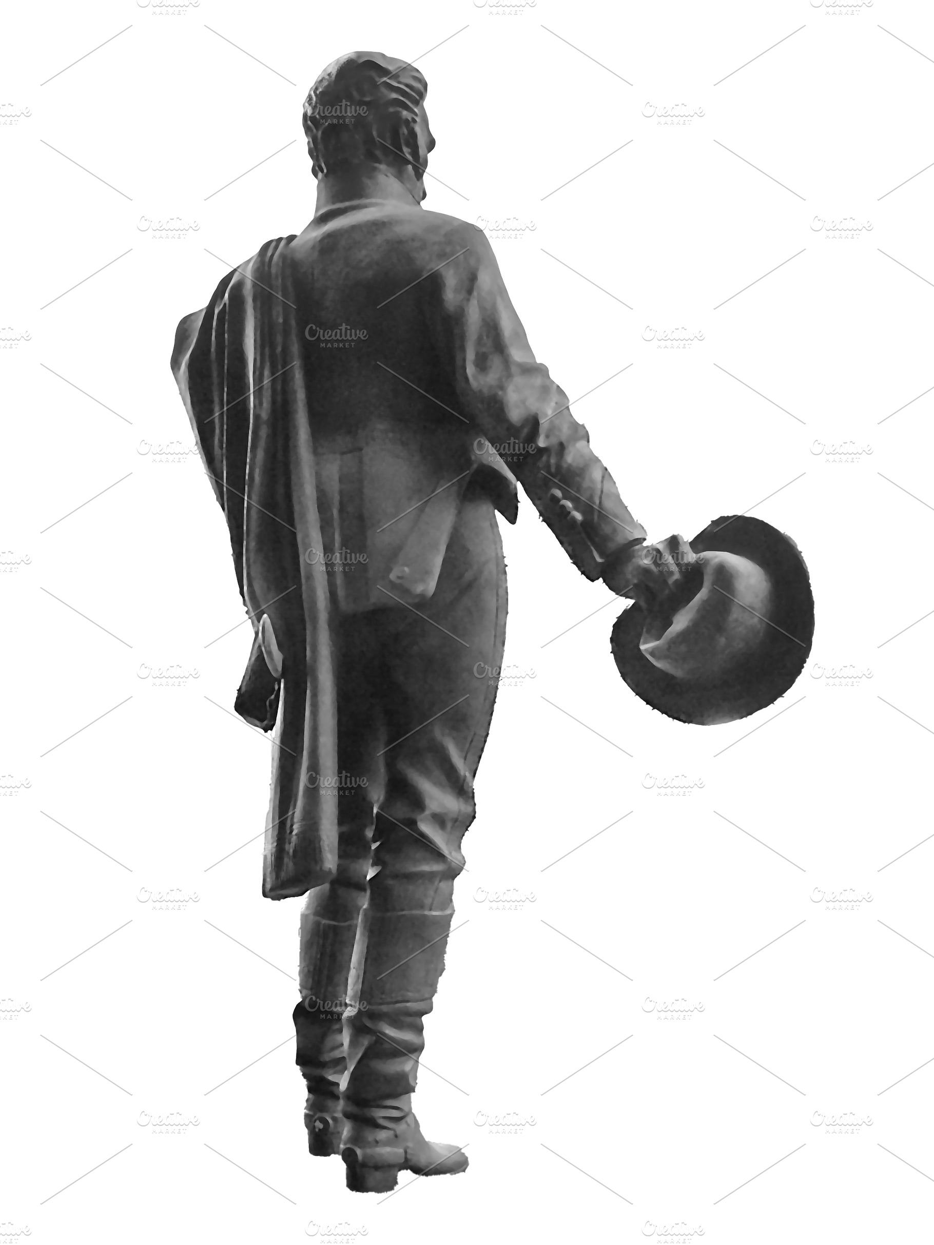 Rear view jose artigas statue isolated photo, an Arts & Entertainment Photo by DanFLCreativo
