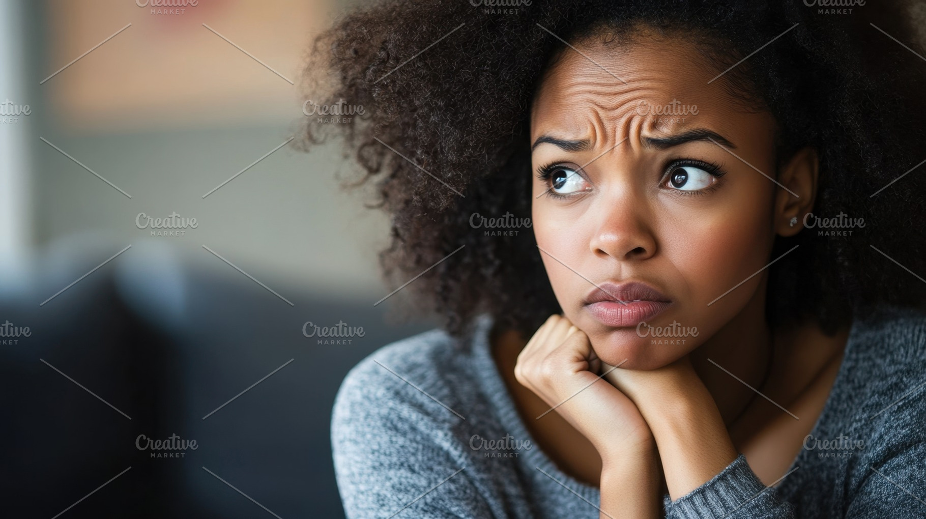 Concerned woman in thoughtful moment, a Photo by Beautiful things