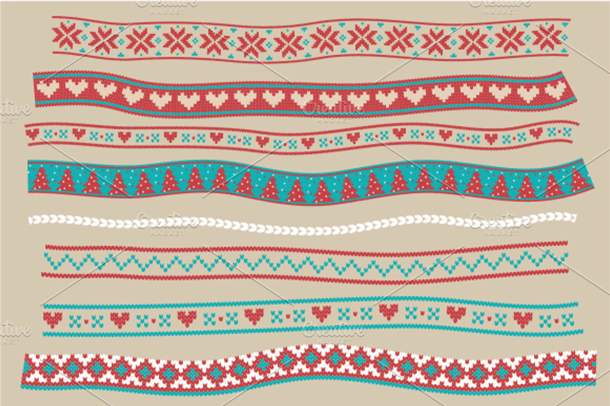Knitting vector brushes & patterns preview 2