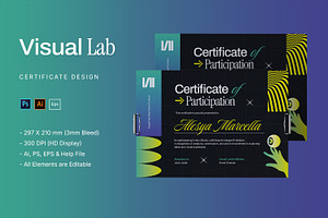 Visual Lab - Certificate, a Card Template by StreaksideStd