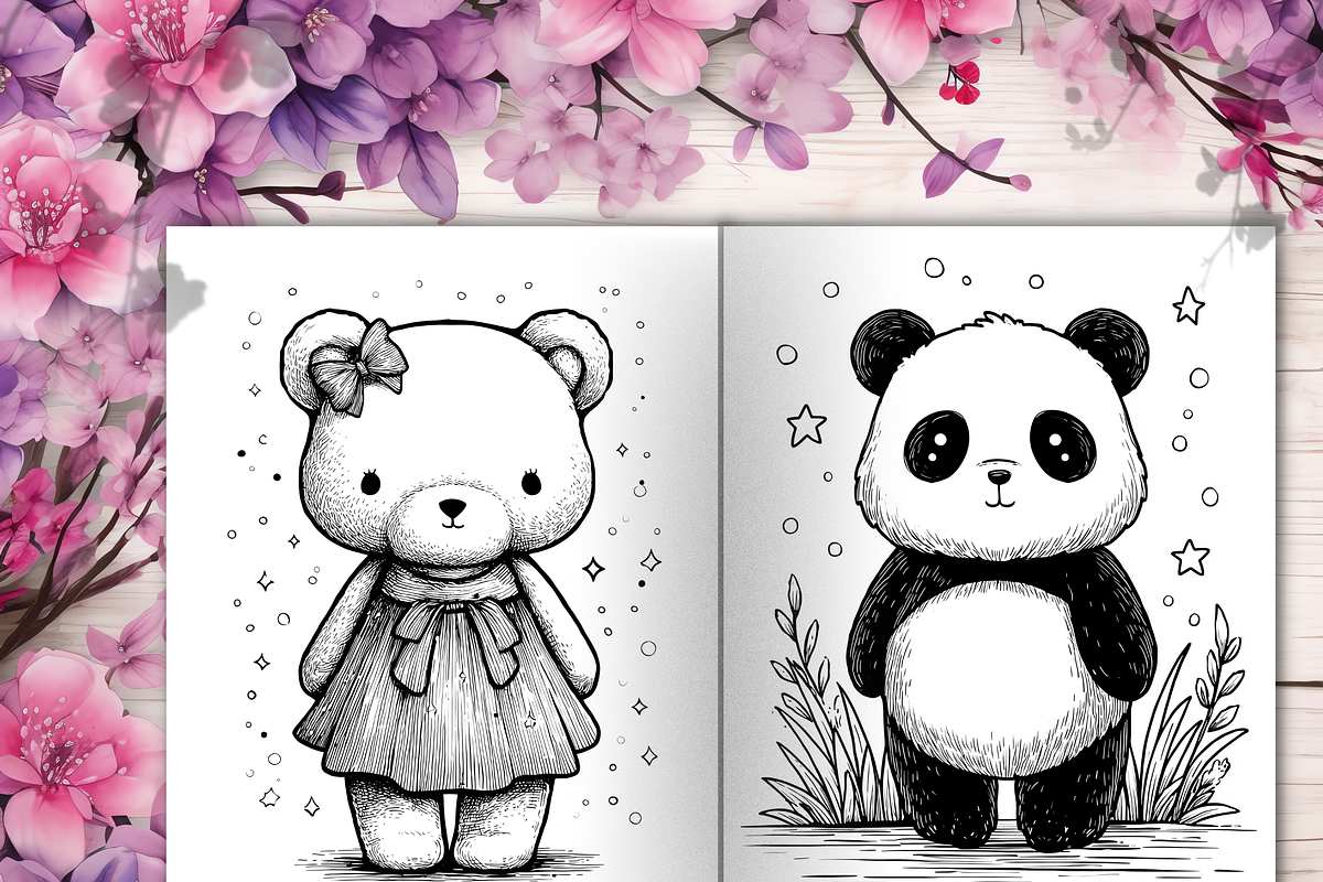 Cute Panda Coloring Pages for Kids, an Animal Illustration by LA Design (Photo 7 of 10)