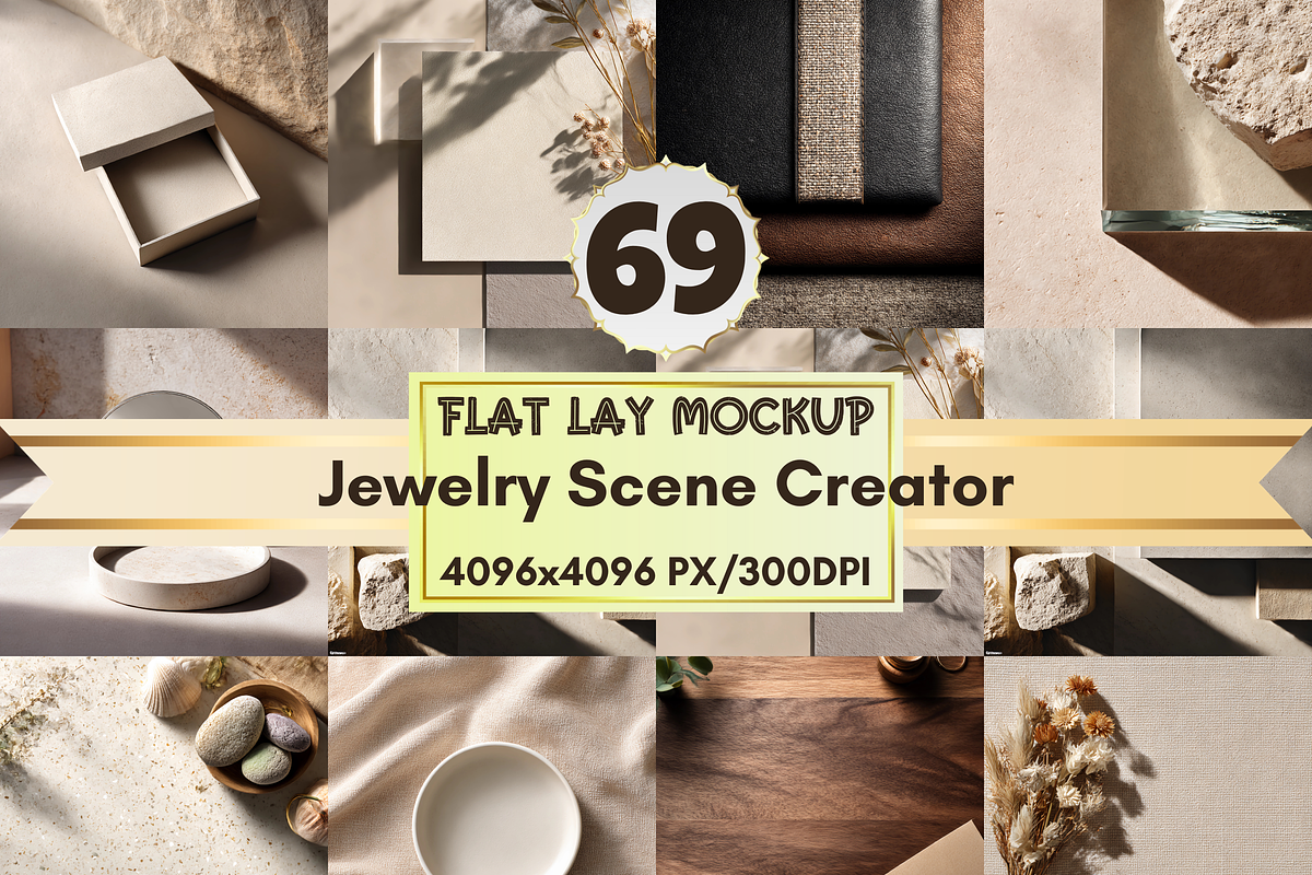 Jewelry Flat Lay Mockup Backgrounds, a Merchandise Mockup by LA Design (Photo 1 of 10)