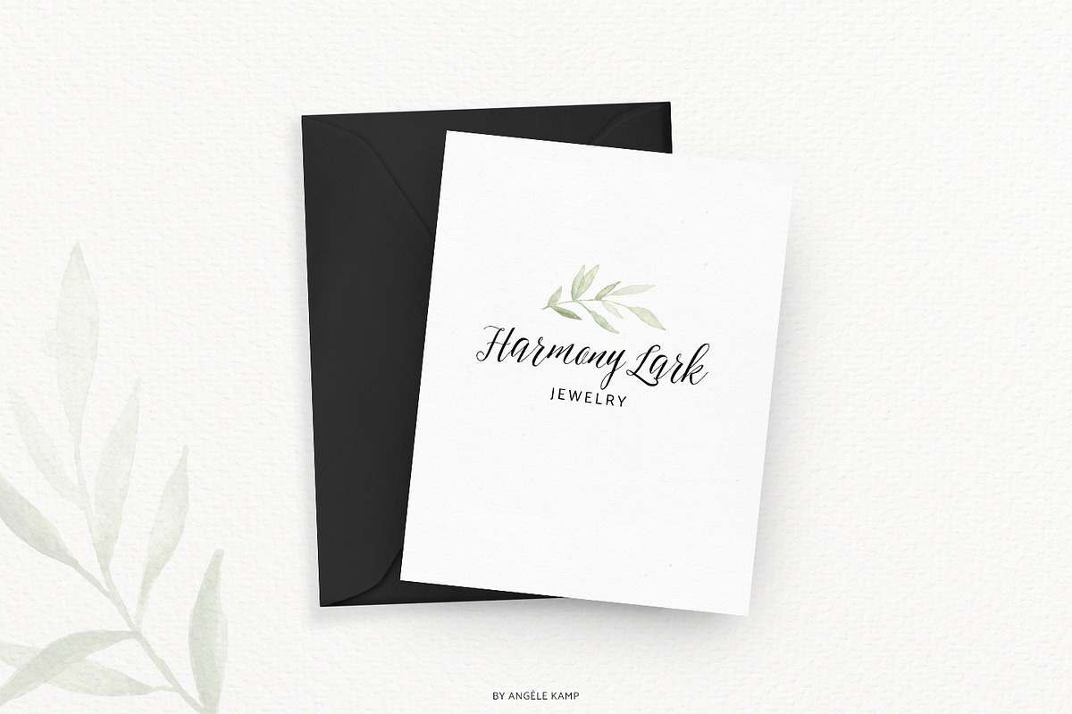 Premade Logos watercolor greenery, a Branding & Logo Template by Angele Kamp (Photo 3 of 10)
