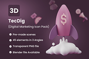 TecDig - 3D Marketing Icons Pack, an Object 3D Model by Iqonic Design (Thumbnail 1 of 6)