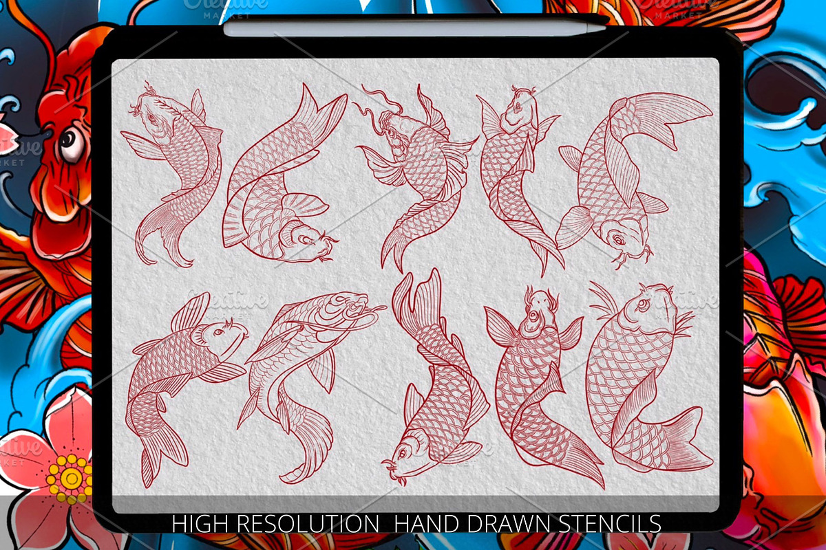 Koi fish tattoo | Japan tattoo kit, a Brushes & More by Tattoo Worker Studio (Photo 9 of 10)