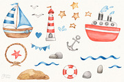 NAUTICAL FRIENDS. Watercolor, an Animal Illustration by OlliArtDesign (Thumbnail 3 of 7)