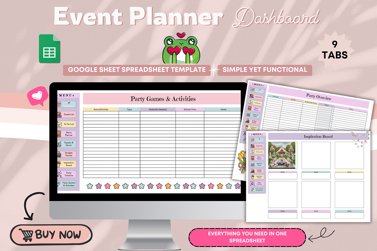 Event Planner Dashboard Spreadsheet, a Stationery Template by bellaROSEworkshop (Photo 6 of 6)
