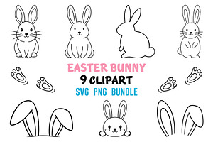 Easter Bunny SVG Clipart Bundle, an Animal Illustration by Unique Design Team
