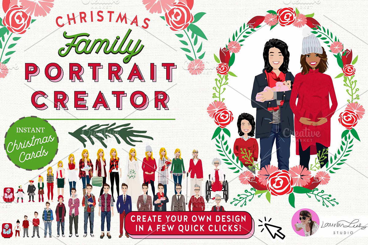 Christmas - Family Portrait Creator, an Illustration by Lauren Lesley Studio (Photo 1 of 14)