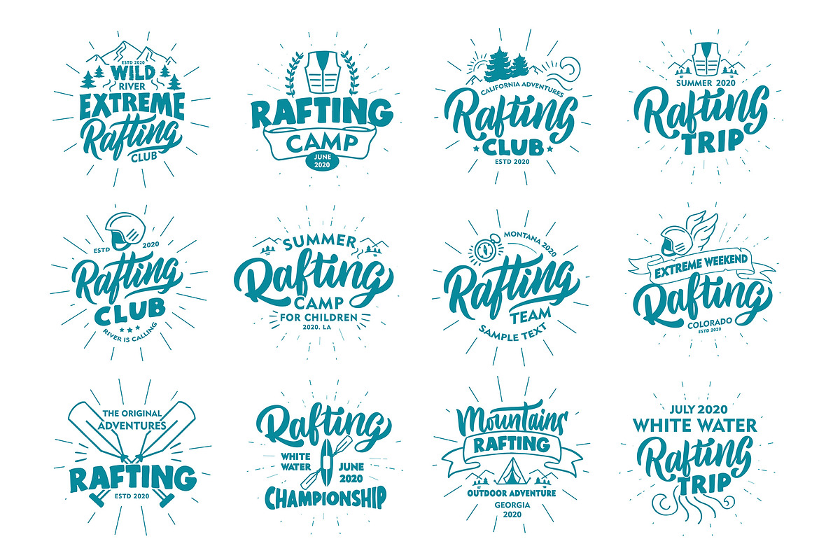 Rafting emblems, Hand lettering set