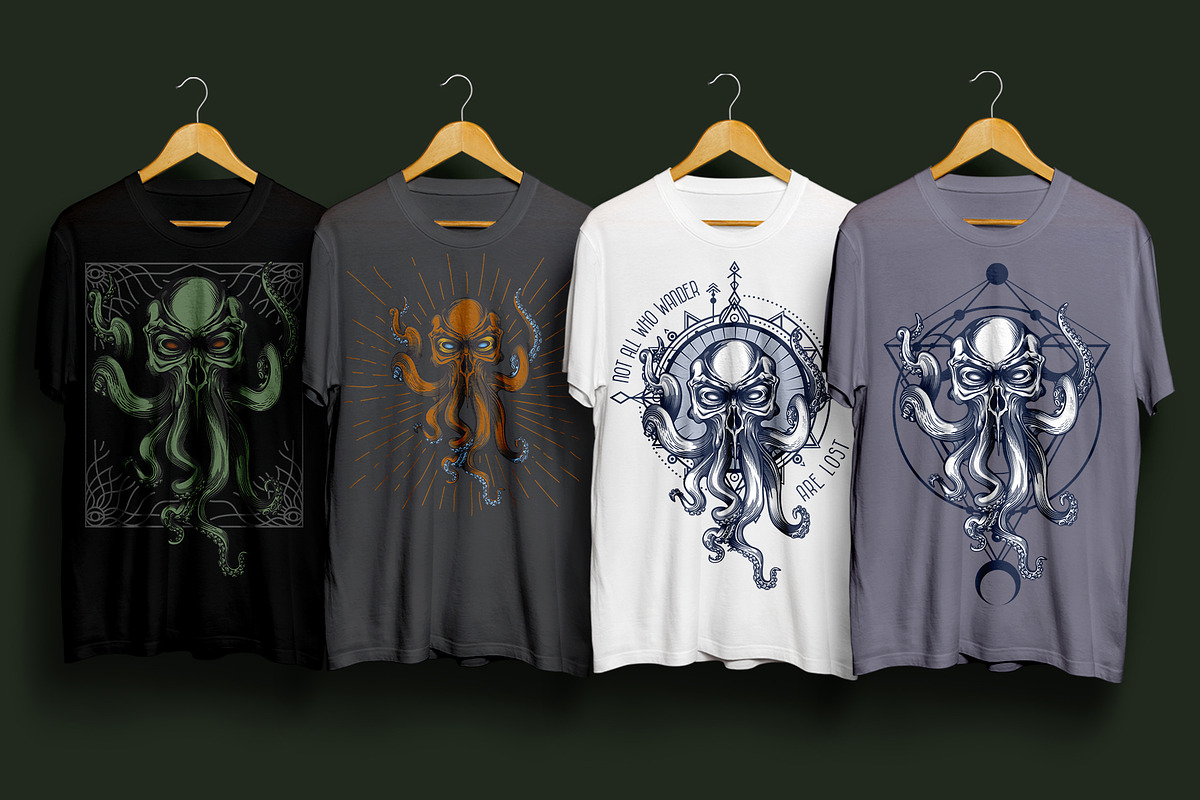 Cthulhu skull octopus PRINT BUNDLE, an Animal Illustration by VioSilent (Photo 4 of 6)