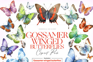 Gossamer Butterflies Clipart, Wings