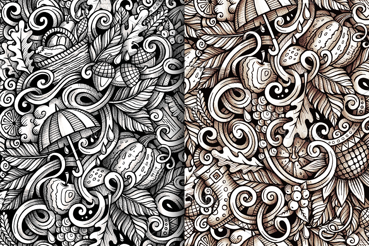 Autumn Graphics Doodles Patterns, a Decorative Illustration by BALABOLKA (Photo 3 of 6)
