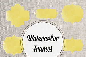 Yellow Watercolor Bracket Frames PNG
