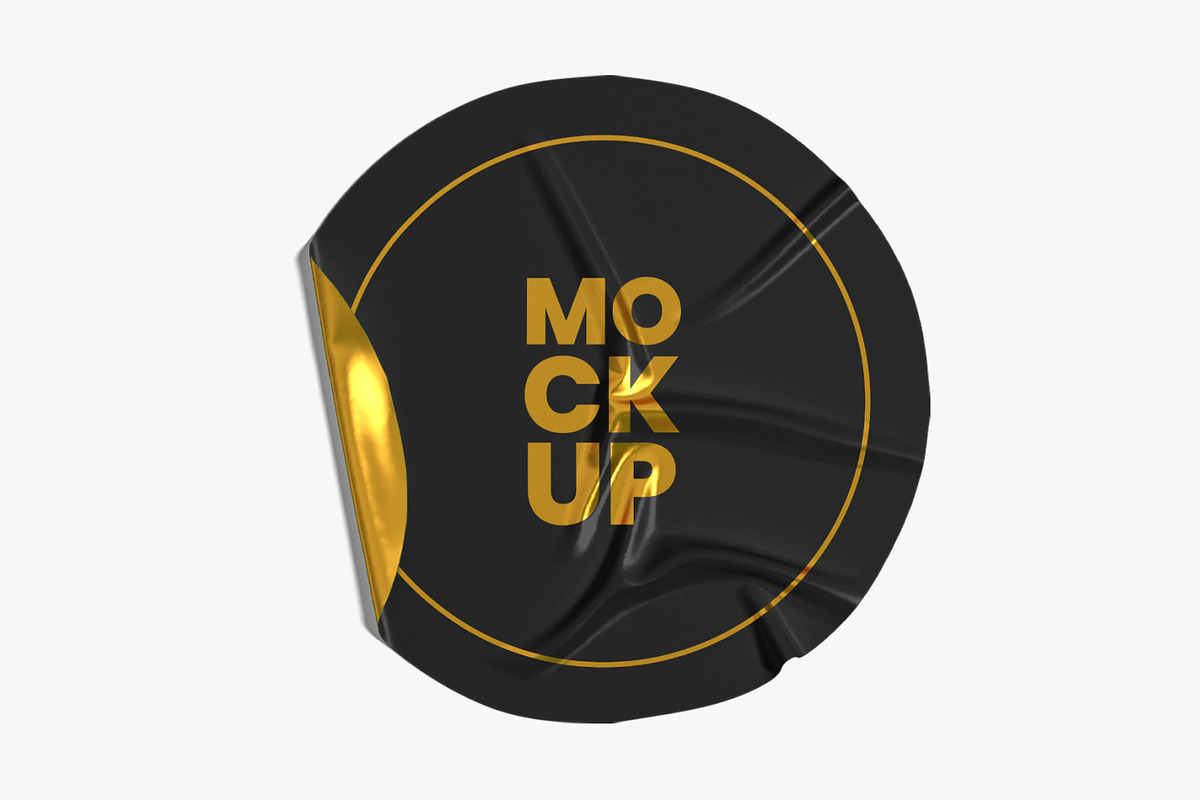 Round Crumpled Stickers Mockup Set, a Print Template by Graphic Bird (Photo 4 of 6)