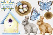 Spring into Easter Clipart Set., a Seasonal Illustration by Happy Sloth Graphics (Thumbnail 7 of 17)