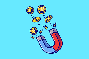 Magnet Pull Gold Coin Cartoon, a Finance Illustration by Catalyst Labs