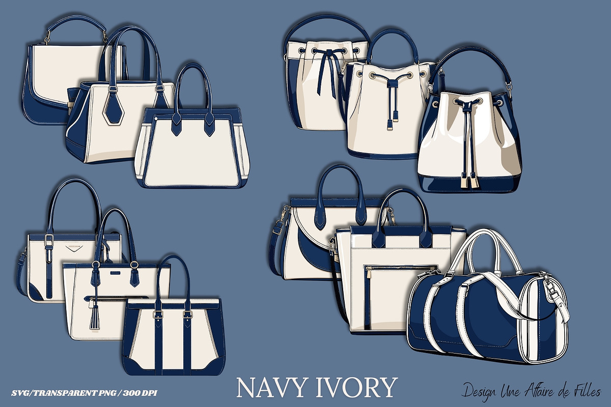 LUXURY HANDBAGS - 24 VECTOR CLIPART, an Object Illustration by Une Affaire de Filles (Photo 2 of 7)
