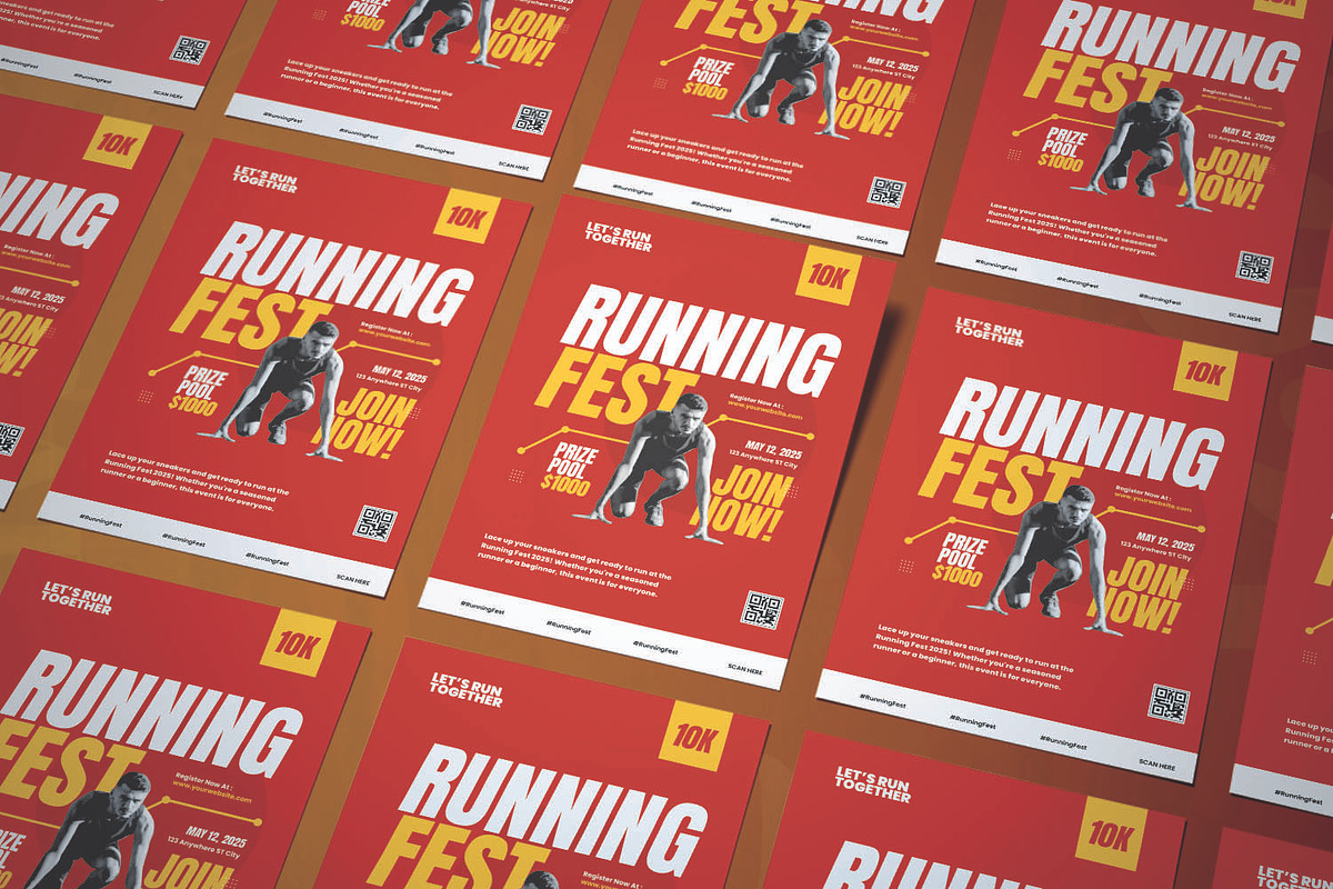 Red Bold Running - Flyer, a Flyer Template by AQR Studio (Photo 2 of 2)