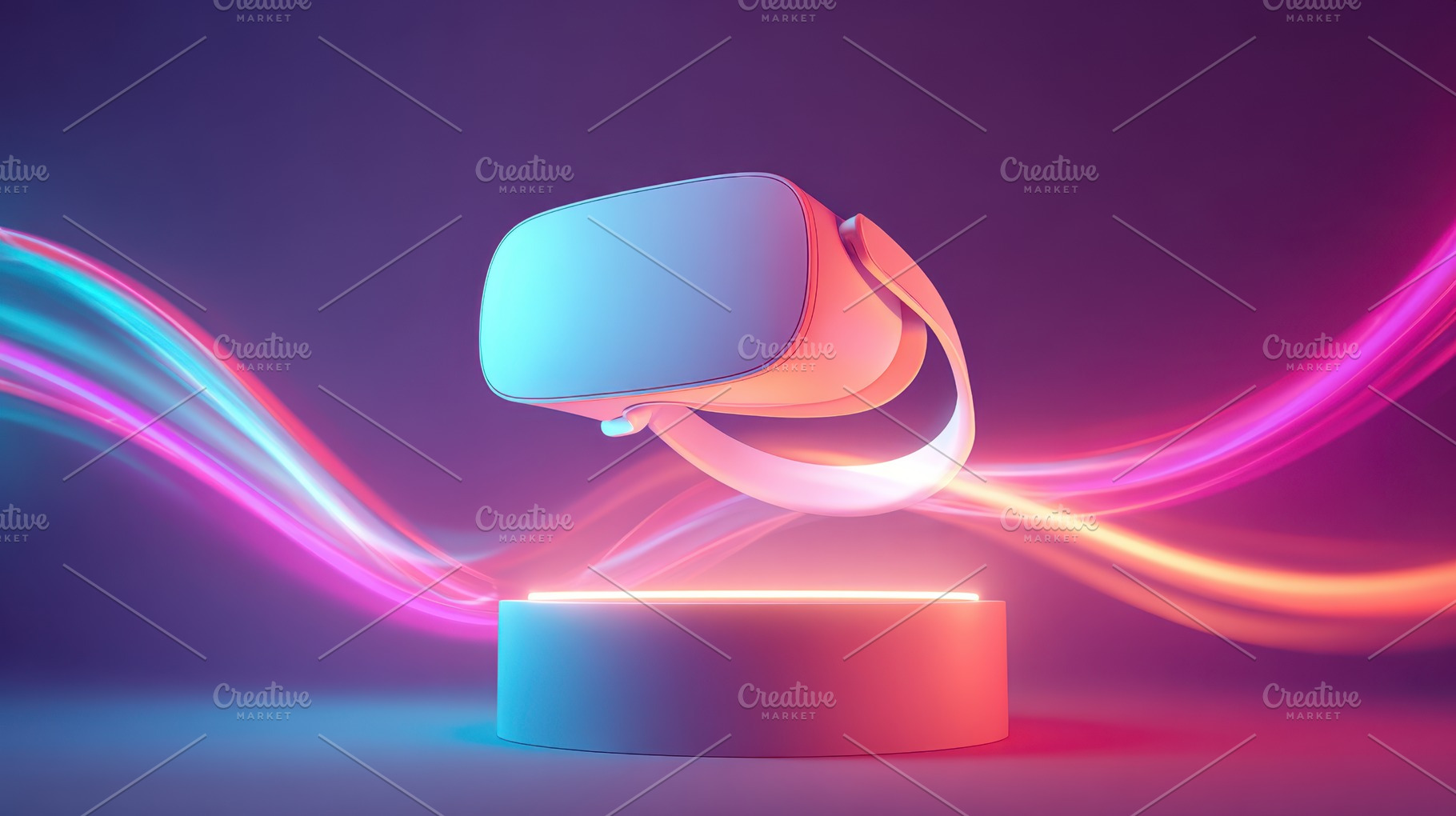 Futuristic virtual reality headset with glowing effects, a Technology Photo by AlyaAnd