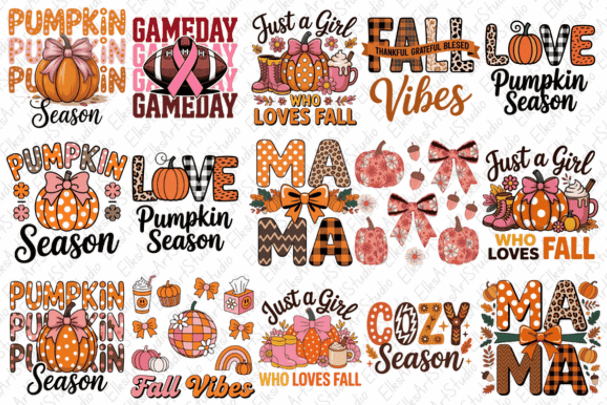 Fall Clipart Sublimation Bundles, a Decorative Illustration by Dizzy Art Studio (Photo 1 of 2)