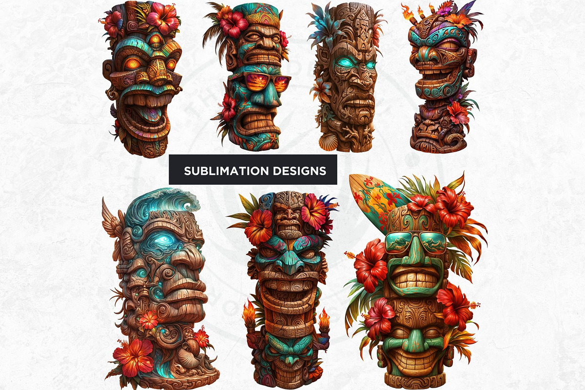 Modern Tiki Totems Clipart Set, a Decorative Illustration by ThatsDesignArt (Photo 7 of 10)