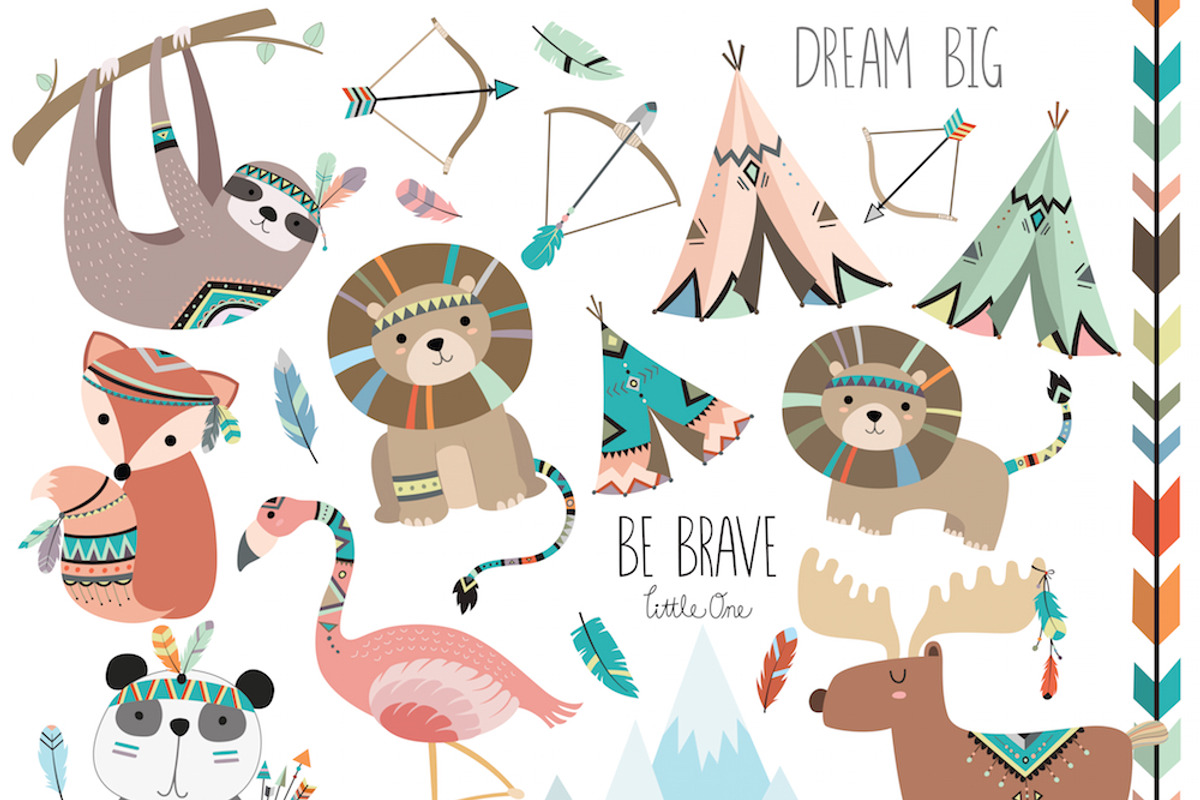 Huge Tribal Animal Clipart Bundle, an Animal Illustration by Kenna Sato Designs (Photo 4 of 4)