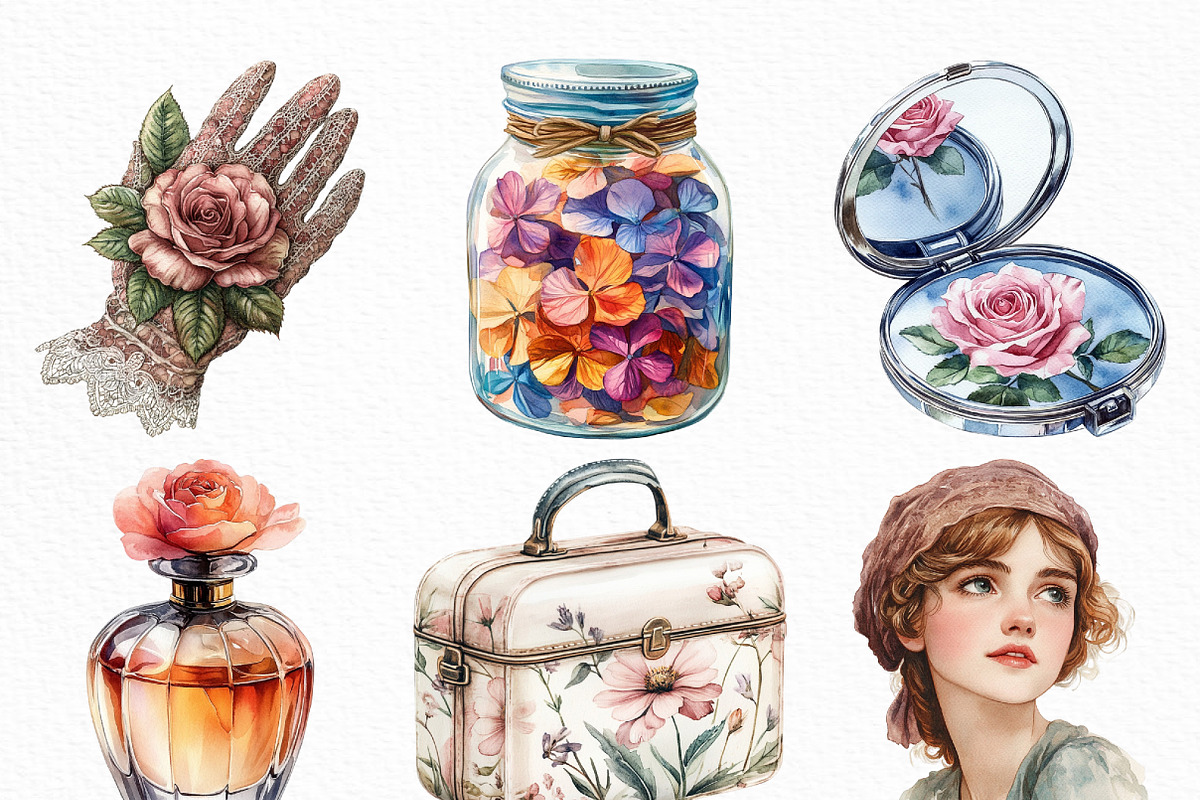 Watercolor Vanity Bloom Clipart, an Illustration by Craft Nest (Photo 4 of 6)