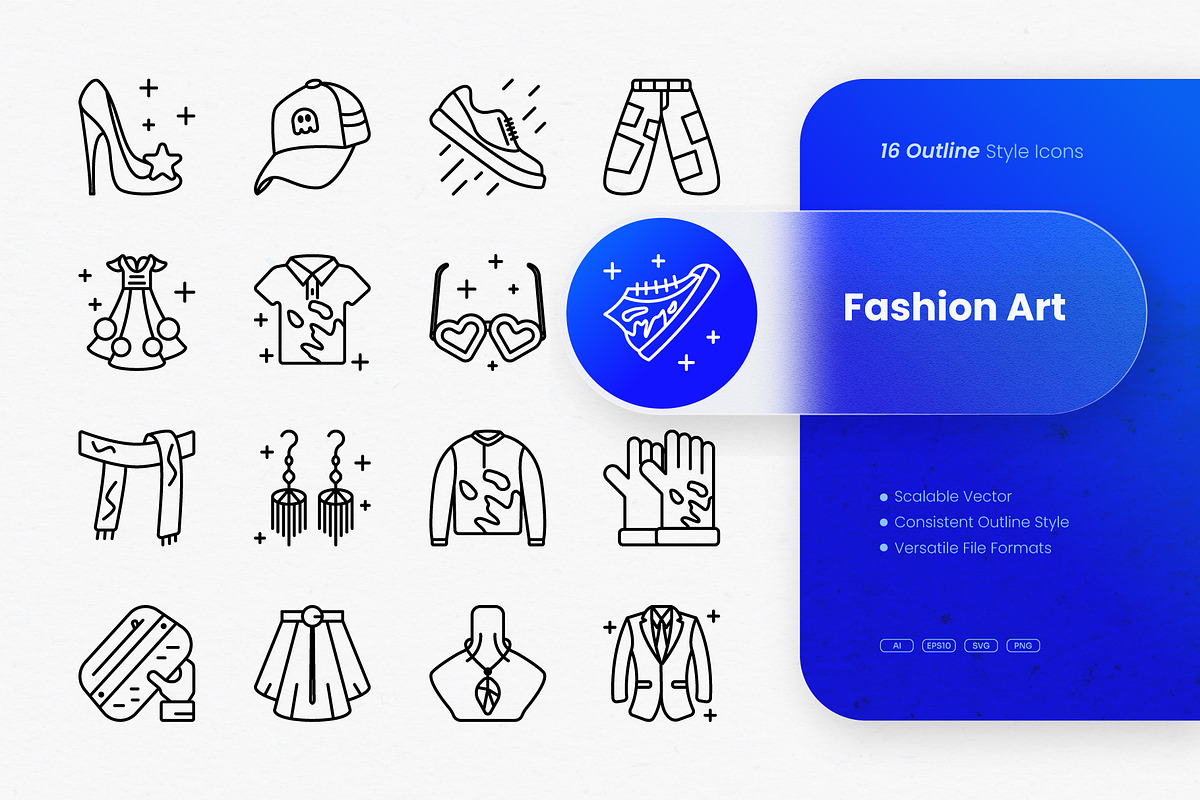 Fashion Art Outline Icons, an Outline Icon by cidcud_graphic