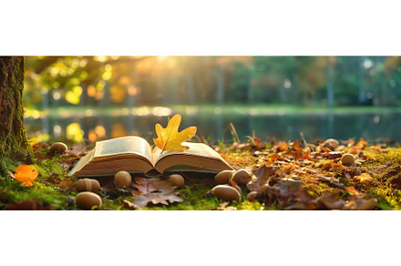 An open book lying on a mossy forest, a School & Education Photo by Igor Tichonow