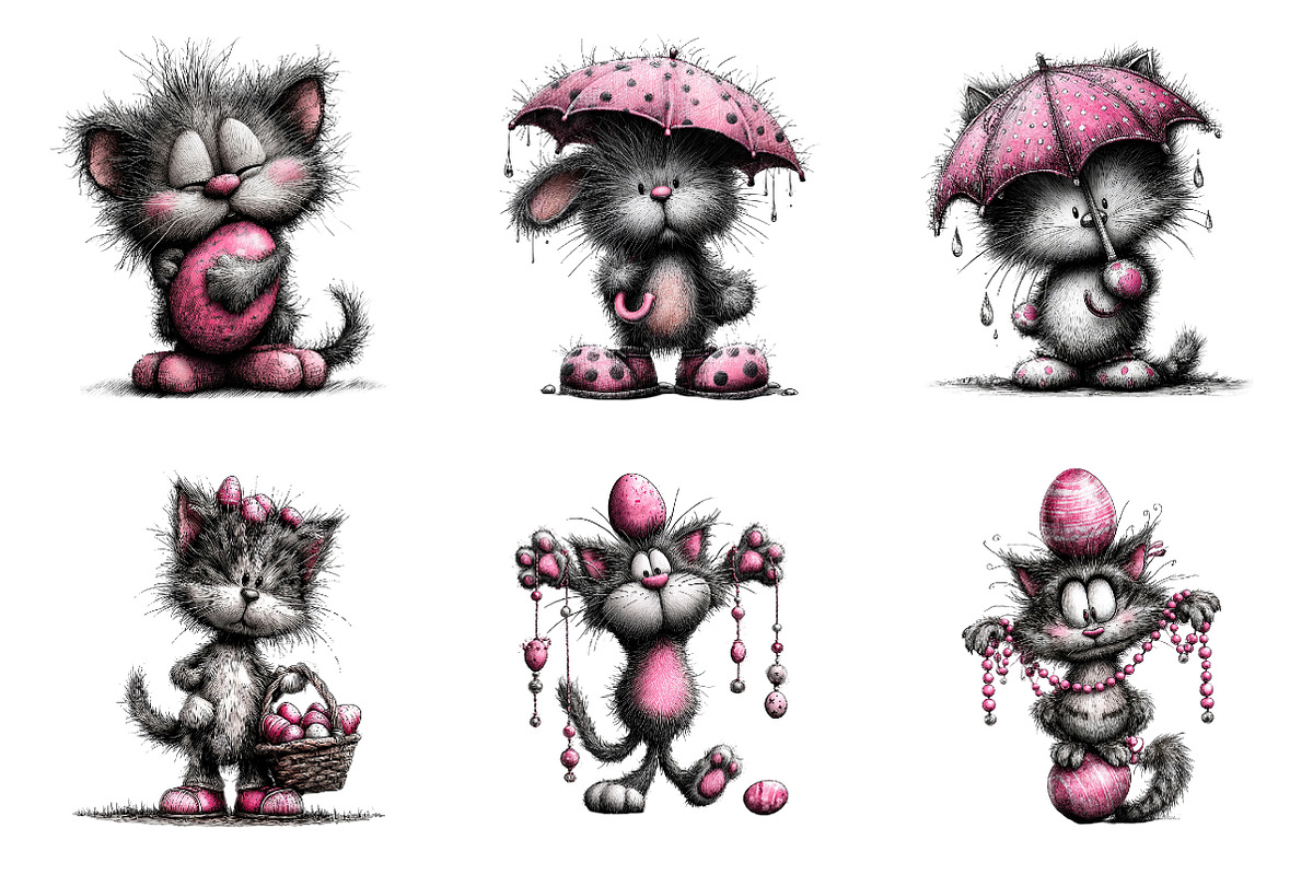 Whimsical easter cat clipart, an Illustration by SinaCreation (Photo 4 of 11)