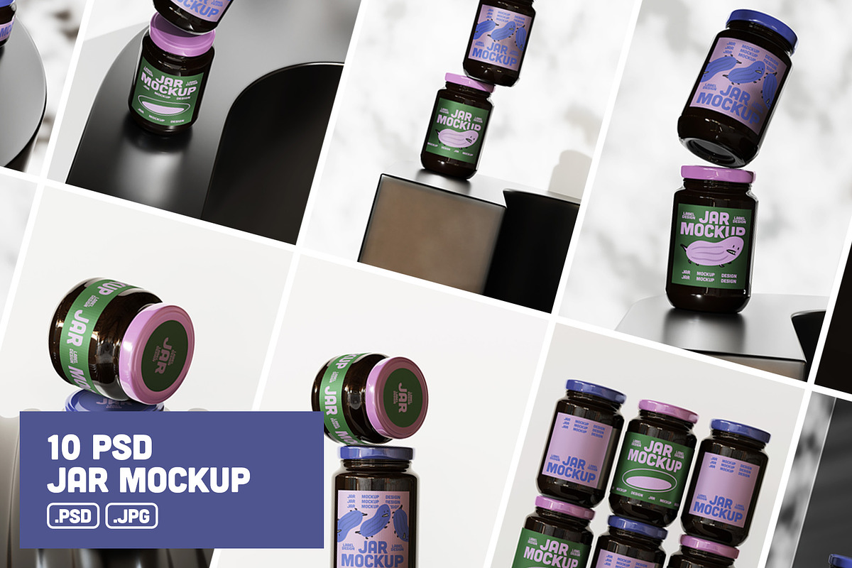 10 Jars Mockup Collection, a Mockup by aalfndi (Photo 2 of 14)