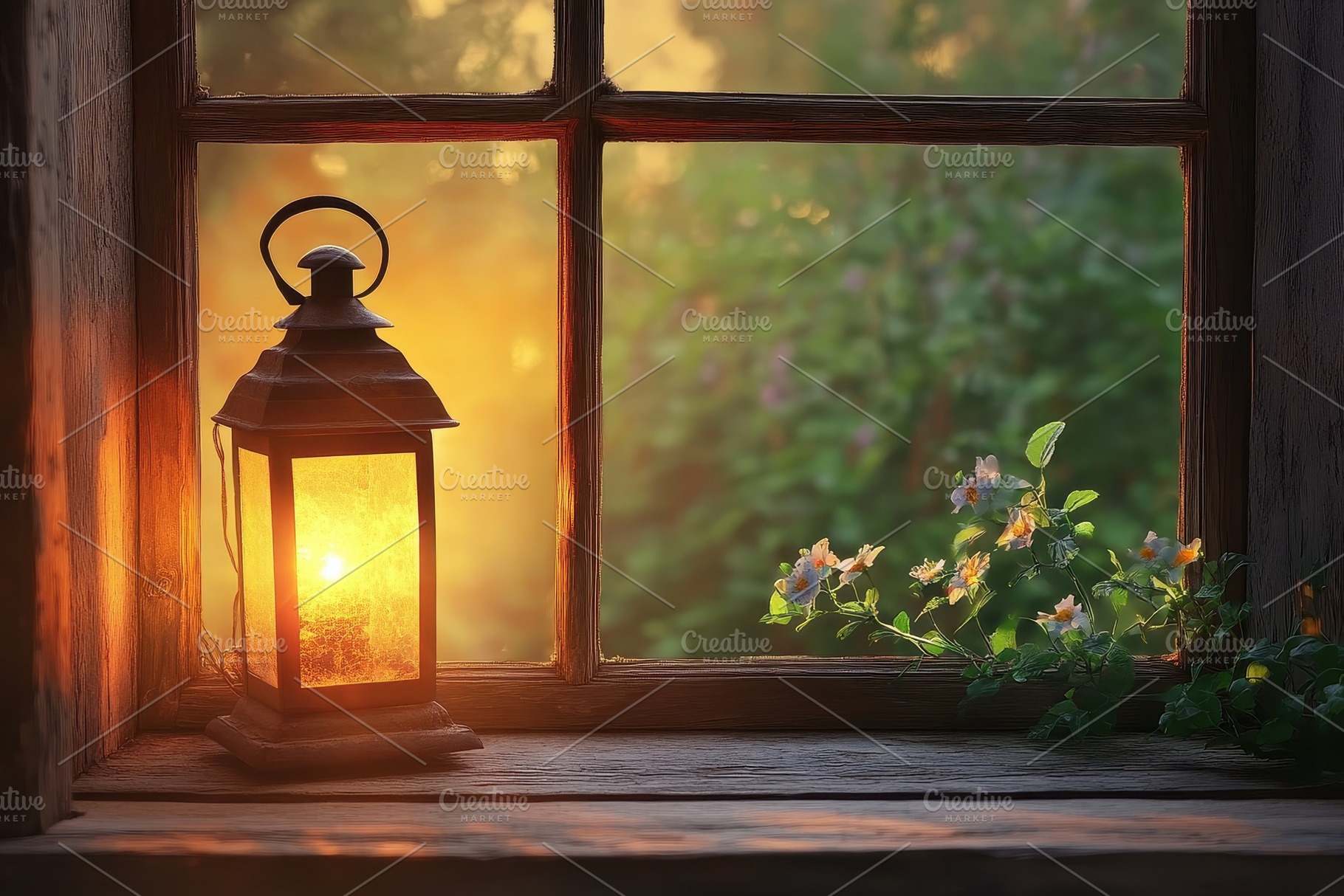 Rustic window radiates warm morning, a Photo by Iftikhar Alam