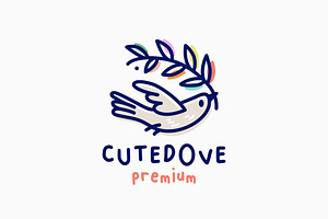 Quirky cute dove cartoon logo, a Branding & Logo Template by VASTARD STUDIO