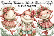 Quirky Mama Shark Ocean Life Art, an Animal Illustration by RobertsArt (Thumbnail 1 of 5)
